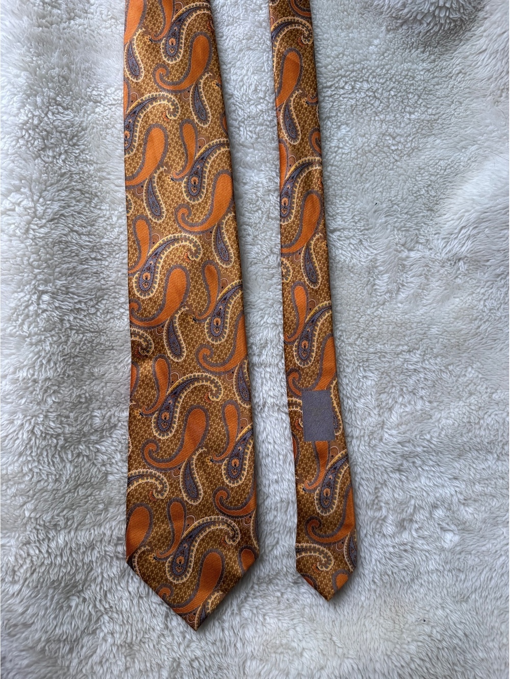 Ermenegildo Zegna 100% Silk Tie Brown Orange Paisley Made in Italy Luxury